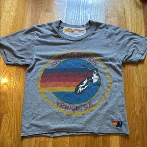 Aviator Nation Gray and Red Short Sleeve Tees